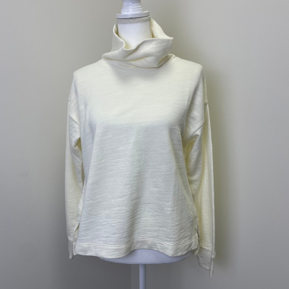 NEW J.Crew Vintage Fleece Rollneck Sweatshirt Ivory Womens Small Preppy Classic